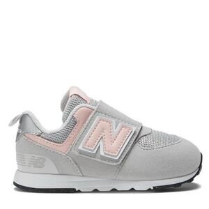 New Balance 574 Kids 7.5 Sneakers Hook & Loop Rain Cloud with Pink Haze Shoes
